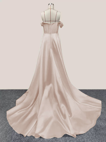 カクテルドレス付き かわいいショート丈 膝丈 オフショルダー プリーツ サテン生地