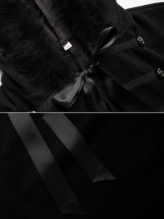 ハロウィン ウール コート レトロ ソリッド カラー スチームパンク ケープ コスチューム バーガンディ