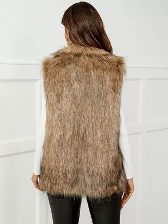 フェイクファーコート スタンドカラー ノースリーブ 冬用 着心地良い エコフレンドリー ファーベスト