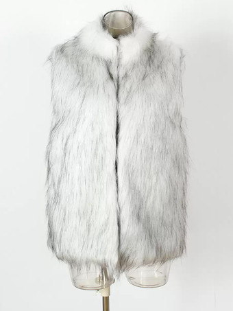 フェイクファーコート スタンドカラー ノースリーブ 冬用 着心地良い エコフレンドリー ファーベスト