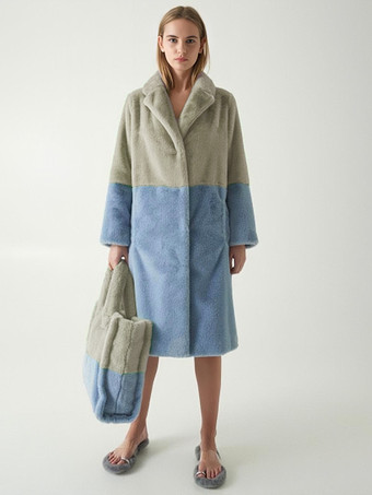 ライトグリーン 女性用フェイクファーコート ツートンロングエコフレンドリーファーコート