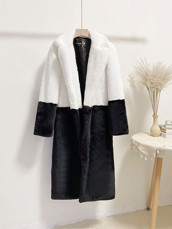 女性用フェイクファーコート ツートンロングエコフレンドリーファーコート