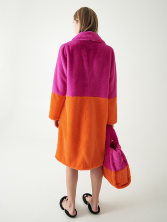 女性用フェイクファーコート ツートンロングエコフレンドリーファーコート