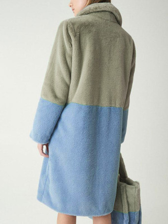 女性用フェイクファーコート ツートンロングエコフレンドリーファーコート