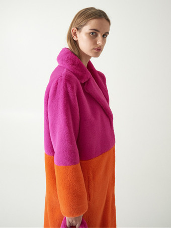 女性用フェイクファーコート ツートンロングエコフレンドリーファーコート