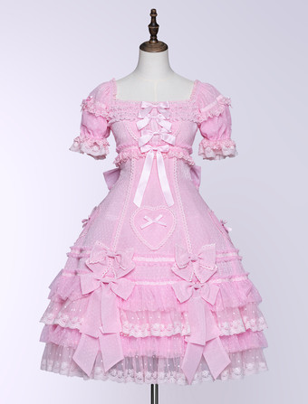 Sweet Lolita Dress Polyester Short Sleeves Sweet Dress Lolita Dress