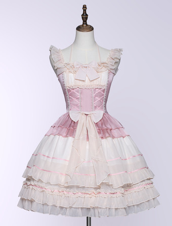 Vestido dulce lolita de Lolitashow Jersey sin mangas de poliéster Vestido dulce lolita JSK