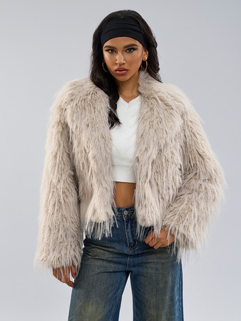 アプリコットフェイクファーコート アプリコット 長袖 フェイクファージャケット 冬用コート