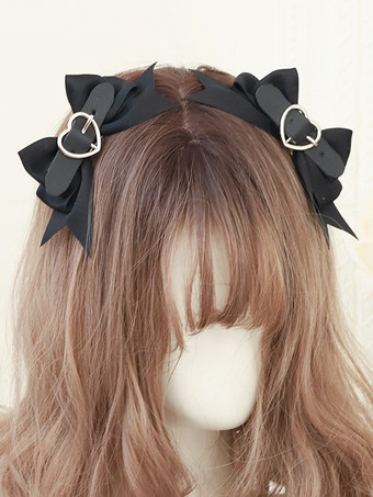 甘いロリータアクセサリーブラックチェーンポリエステルファイバーヘッドウェアハートパターンその他