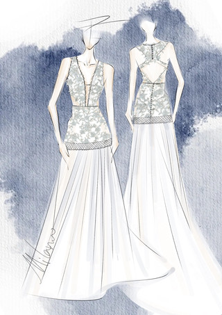 ボヘミアンウェディングドレス ポリエステル カットアウト マーメイド トレーン付き ナチュラルウエスト バックレス ノースリーブ Vネック アイボリー