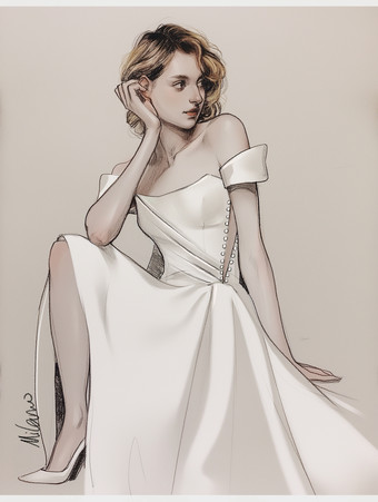 シンプルなウェディングドレス ボールガウン デザインネックライン ノースリーブ パール 20cm ブライダルガウン