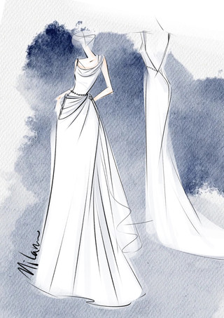 シンプルなウェディングドレス マーメイドデザイン ネックライン ノースリーブ レース 20cm ブライダルガウン