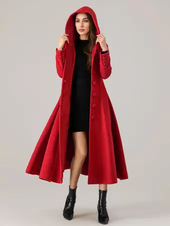 Women s Coat 2024 Women Wool Coat Women Faux Fur coat Long Outwear Winter Coat Milanoo