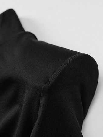 ボディコン ドレス ブラック ロング スリーブ スプリット フロント セクシー ハイカラー レイヤード ドレス シース ドレス