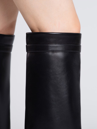 ブラックニーハイブーツ レディース ラウンドトゥ ウェッジヒールブーツ