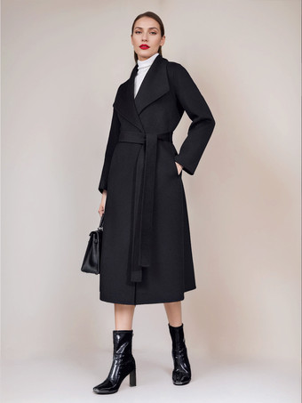 ウール カシミア ブレンド コート ベルト付き キャメル ワイドラペル 冬 ダブルフェイス アウターウェア レディース 2025