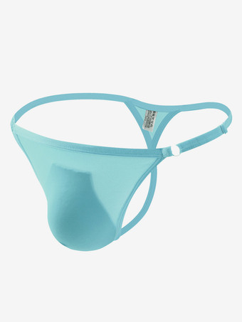 ライトスカイブルー男性用セクシーパンティーナイロンブラックアジャスタブルストラップタンガメンズランジェリー