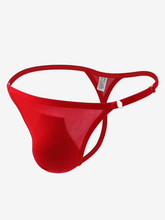 レッド 男性用セクシーパンティーナイロンブラックアジャスタブルストラップタンガメンズランジェリー
