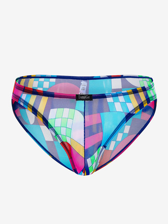 アクアグリーン男性のセクシーなパンティータンガストライプネットブルーランジェリー