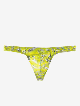 黄緑色男性のセクシーなパンティーブリーフゼリーポリエステル黄緑服男性のランジェリー