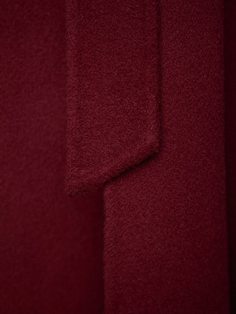 バーガンディ ウール カシミア ブレンド ラップコート レディース ラペル エレガント ベルト付き ダブルフェイス 冬アウター 2025