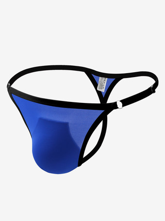 ブルー 男性用セクシーパンティーナイロンブラックアジャスタブルストラップタンガメンズランジェリー