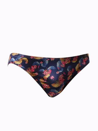 ロイヤルブルーメンズセクシーパンティープリントミルクシルクタンガメンズランジェリー