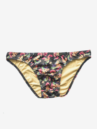 ブラック メンズセクシーパンティープリントミルクシルクタンガメンズランジェリー