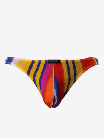 イエロー男性のセクシーなパンティータンガストライプネットブルーランジェリー