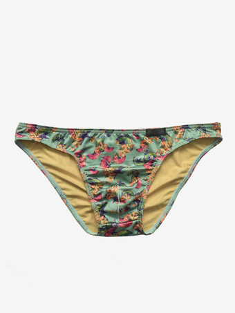 ライトスカイブルーメンズセクシーパンティープリントミルクシルクタンガメンズランジェリー