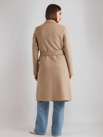 Camel Wool Cashmere Blend Coat Lapel Belted Double-Faced Winter Outerwear For Women 2025