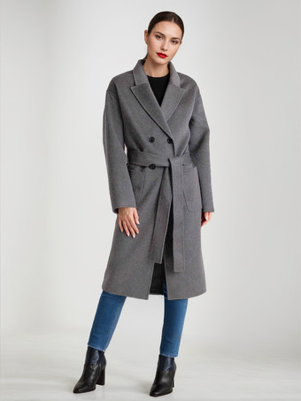 グレイキャメルウールカシミアブレンドコート ダブルブレスト ダブルフェイス 冬アウター レディース 2026