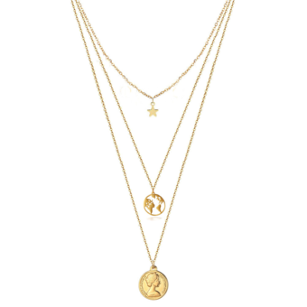 ネックレスブロンドスタープリントメタルチェーンノンストーンウィメンズジュエリー