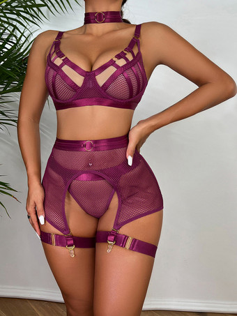 パープル ブラジャー ランジェリー ブラ 女性用 ブラック ポリエステル セクシー ホット アンダーウェア