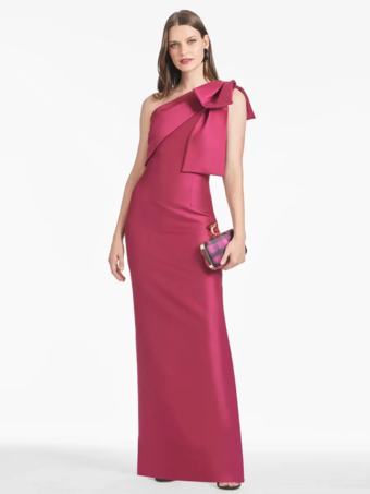 花嫁の母親のためのパーティードレス ワンショルダーのリボン付きフロアレングスのマーメイドゲストドレス 結婚式用