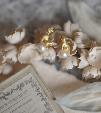 ゴールド ウェディング イヤリング イミテーション パール ユニセックス シルバー メッキ ピアス ブライダル ジュエリー Acc