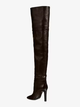 オーバーニーブーツ ブラック レディース ポインテッドトゥ スティレットヒール サイハイブーツ