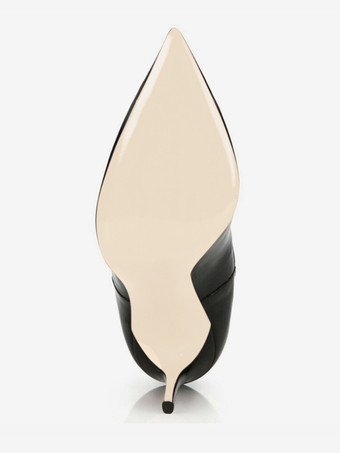 レディース ブラック アンクルブーツ ポインテッドトゥ ハイヒール チェルシーブーツ