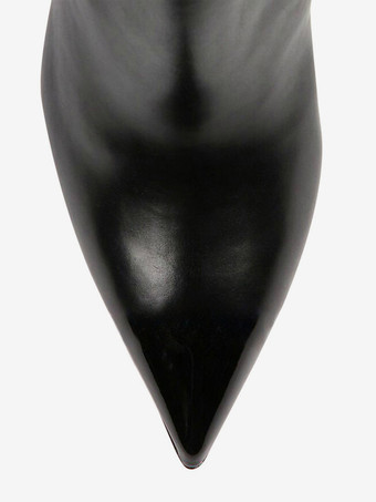 レディース ブラック アンクルブーツ ポインテッドトゥ ハイヒール チェルシーブーツ