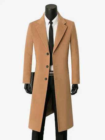 ラクダ色 メンズジャケット マキシコート ラペルカラー シック スリムフィット オーバーコート