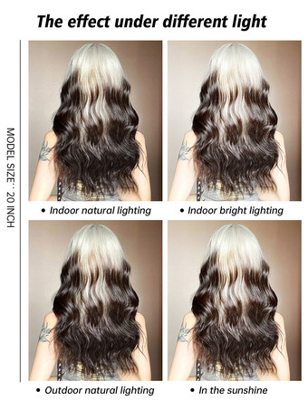 Peluca larga para mujer color topo rizada resistente al calor de fibra elegante con reflejos pelucas sintéticas largas