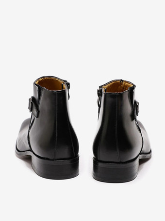 Men's Boots Chelsea Boots Blue Cowhide Round Toe Buckled Dress Boots