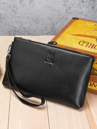 メンズ本革クラッチソフト牛革多機能クラッチジッパービジネスウォレット