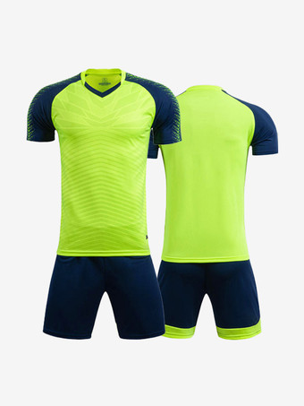 vert Maillot Football Bicolore Flocage Logo Personnalisé 2 Pièces Homme Femme Enfant