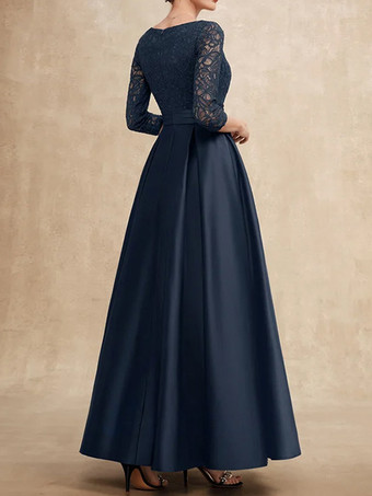 マザードレス Vネック 7分袖 Aライン レース ゲストドレス 結婚式用