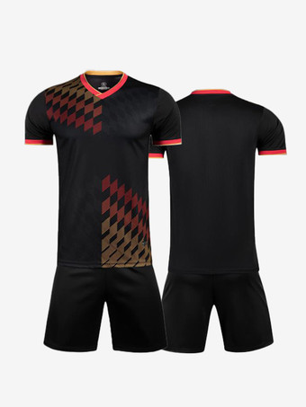 SchwarzFußballtrikot 2-teilig Unisex Activewear V Nexk Personalisierter Name und Nummer Weihnachtsgeschenk
