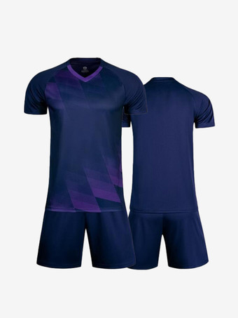 Dunkellila Fußballtrikot 2-teilig Unisex für Kinder und Erwachsene Activewear personalisierbar kurzärmelig Weihnachtsgeschenk