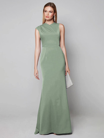 パステルグリーン花嫁の母親のためのパーティードレス Vネック 半袖 ボールガウン 結婚式用ゲストドレス