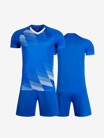 Blau Fußballtrikot 2-teilig Unisex für Kinder und Erwachsene Activewear personalisierbar kurzärmelig Weihnachtsgeschenk