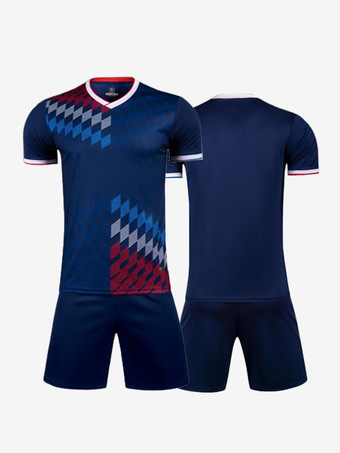 Dunkelblau Fußballtrikot 2-teilig Unisex Activewear V Nexk Personalisierter Name und Nummer Weihnachtsgeschenk